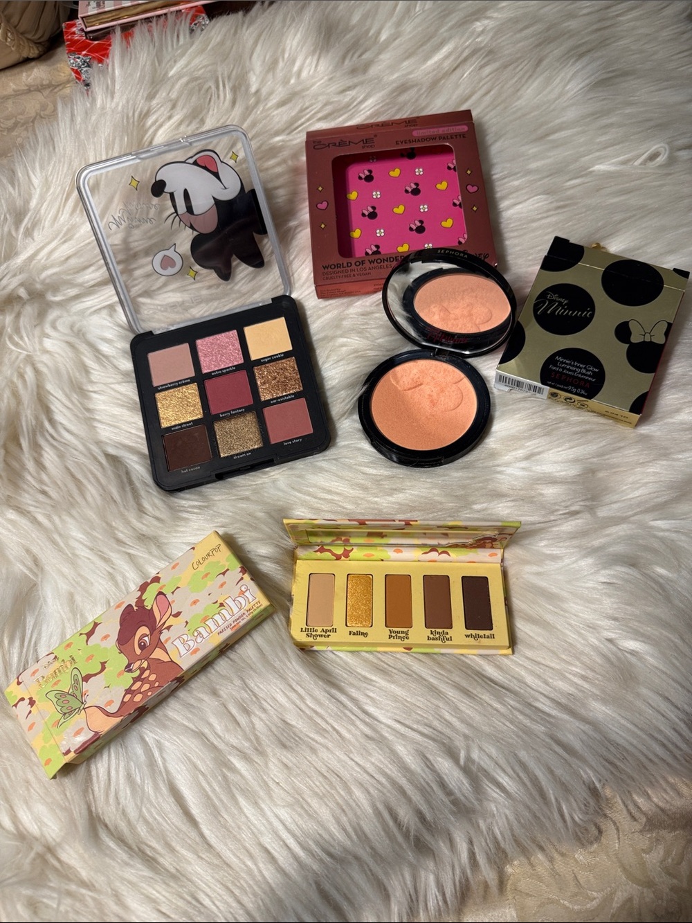Disney Bundle! Minnie Mouse, & Bambi Eyeshadow Palette Pink, Gold, Sephora Blush
